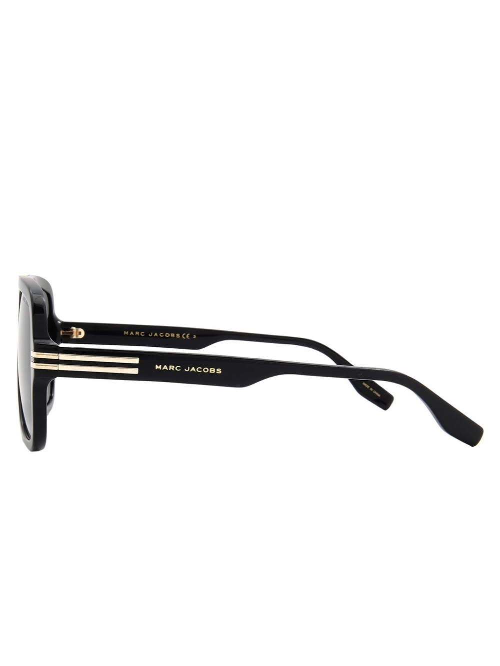 Marc Jacobs Unísex Black Frame Sunglasses w/Gold Accents & Gradient Gray Lenses - Picture 3 of 9